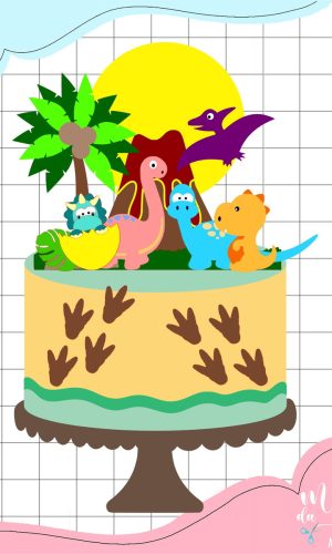 Arquivo de Corte: Topo de Bolo Dinossauro Cute 032