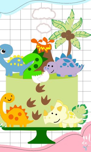 Arquivo de Corte: Topo de Bolo Dinossauro Cute 041