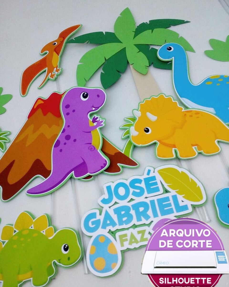 Arquivo de Corte Topo de Bolo Dinossauro cute baby Studio - Imagem 2