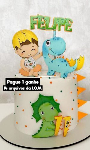 Arquivo de Corte- Topo de Bolo Dinossauro Cute
