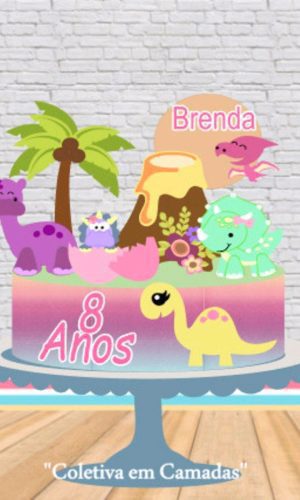 Arquivo de Corte Topo de Bolo Dinossauro Dino Camadas #2310