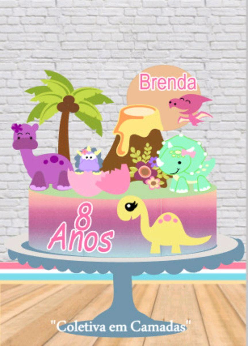 Arquivo de Corte Topo de Bolo Dinossauro Dino Camadas #2310