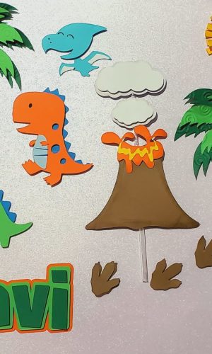 Arquivo de corte topo de bolo Dinossauro em camadas