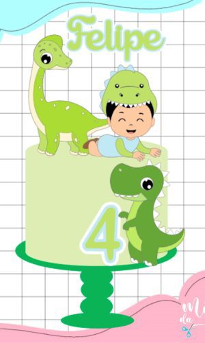 Arquivo de Corte: Topo de Bolo Dinossauro Menino Bebê 027