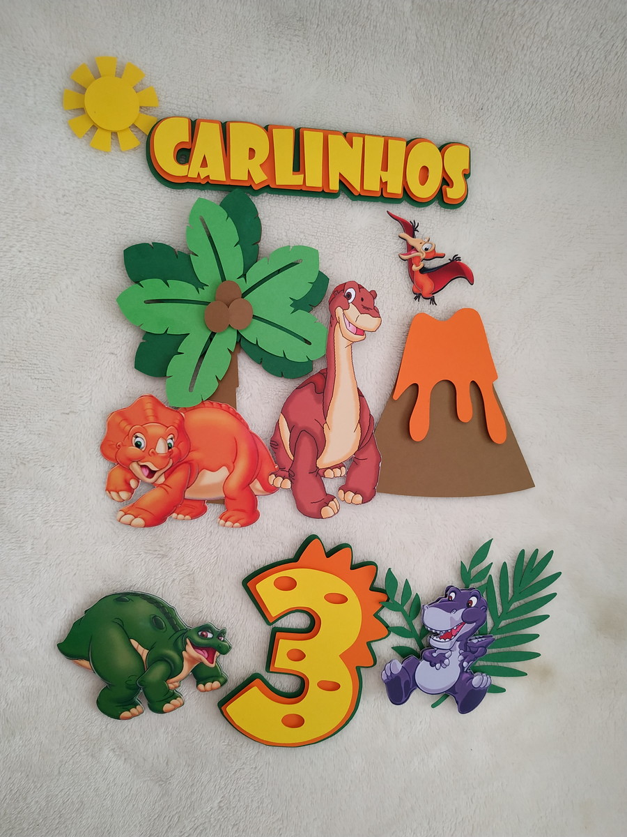 Arquivo de Corte Topo de Bolo Dinossauro Vale Encantado - Imagem 2