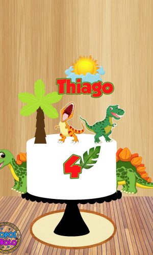 Arquivo de Corte Topo de Bolo Dinossauro Verde