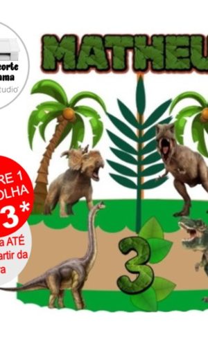 Arquivo de Corte Topo de Bolo Dinossauros