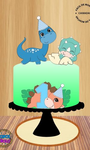 Arquivo de Corte Topo de Bolo Dinossauros Baby