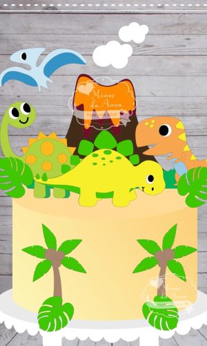 Arquivo de corte Topo de bolo Dinossauros em camadas