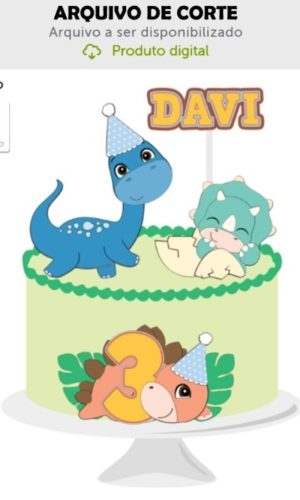 Arquivo de Corte Topo de Bolo Dinossauros - Formato Studio