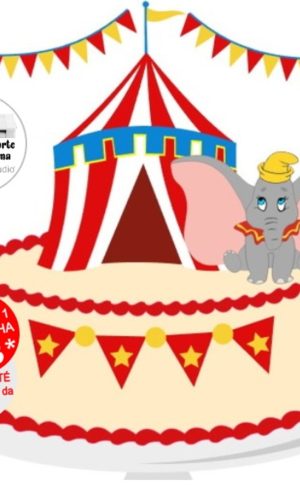 Arquivo de Corte Topo de Bolo Dumbo - Elefante - Circo