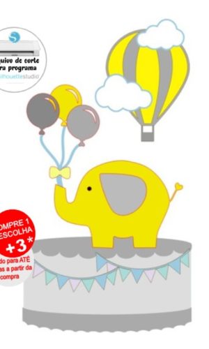 Arquivo de Corte Topo de Bolo Elefante Amarelo