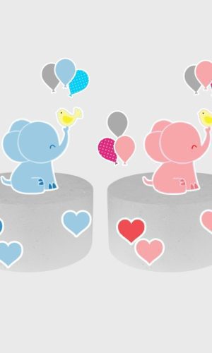 2 Arquivos de Corte Topo de Bolo Elefante Rosa e Azul