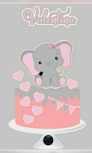 Arquivo De Corte - Topo De Bolo Elefante Rosa