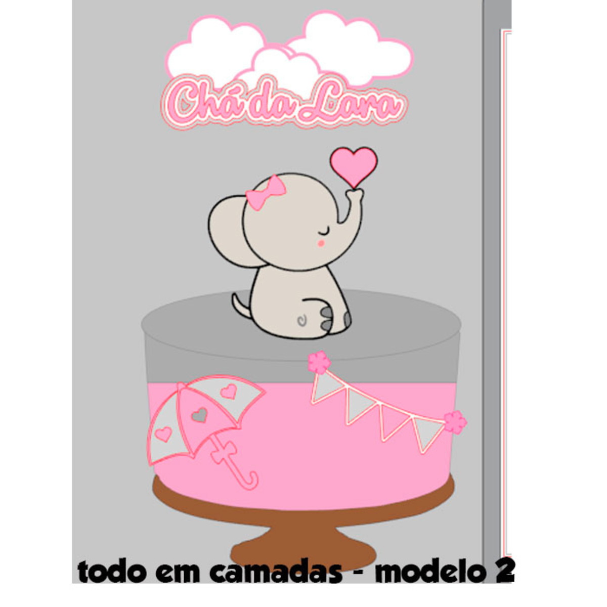 Arquivo de Corte Topo de Bolo Elefantinha 2 + BRINDES - Imagem 3
