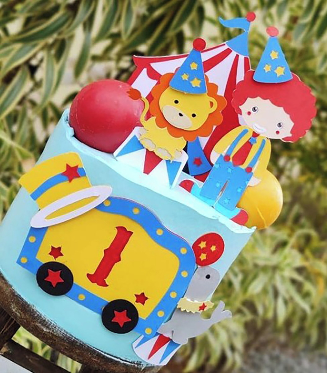 Arquivo de Corte Topo de Bolo em Camadas Circo Menino