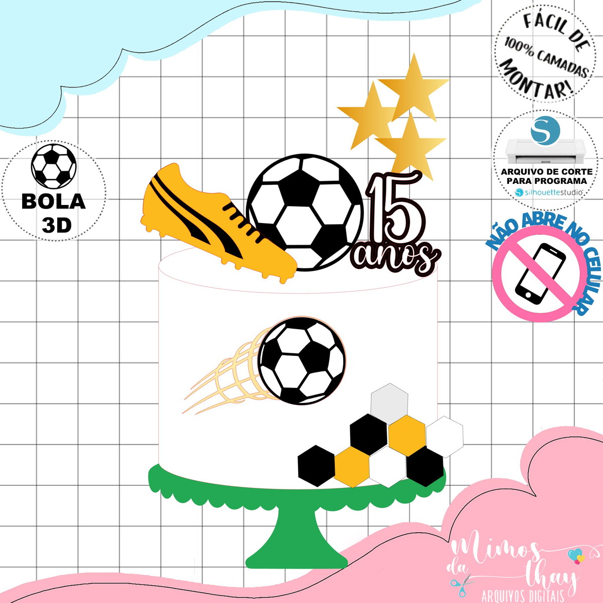 Arquivo de Corte: Topo de Bolo em Camadas Futebol 008