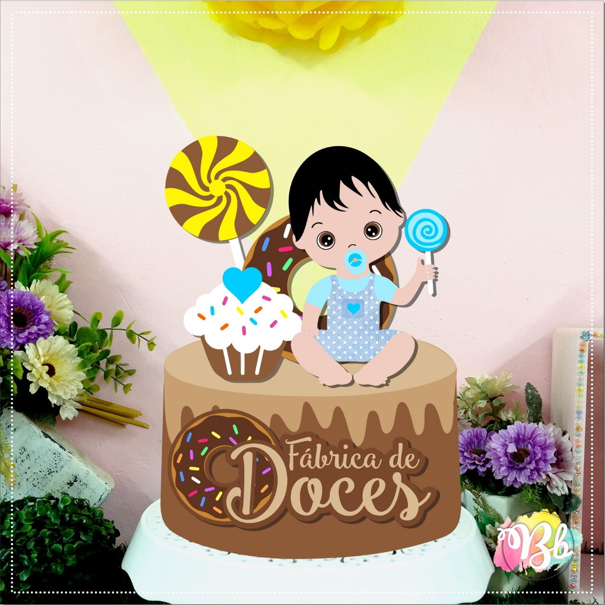150 - Arquivo de Corte Topo de Bolo Fábrica de Doces Menino