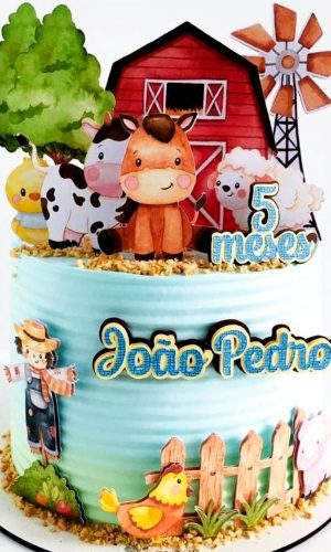 Arquivo de corte topo de bolo Fazendinha aquarela menino-005