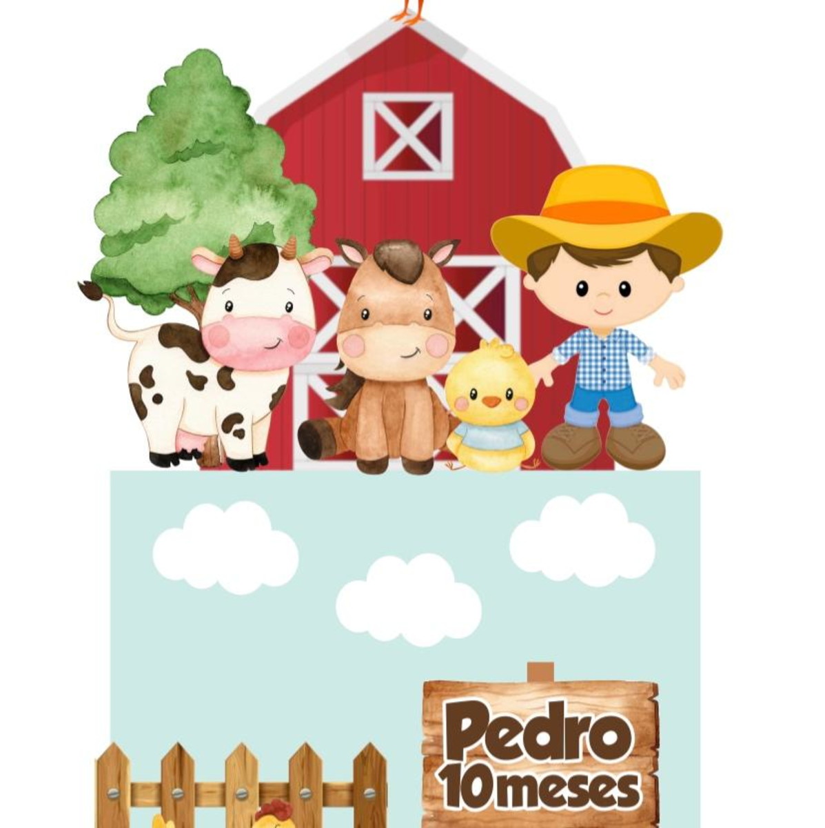 Arquivo de Corte Topo de Bolo Fazendinha Fazenda Menino