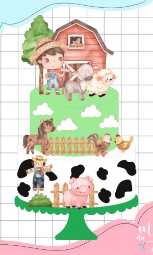 Arquivo de Corte Topo de Bolo Fazendinha Menino Aquarela 027