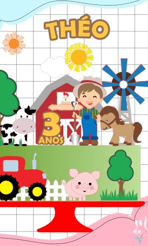 Arquivo de Corte: Topo de Bolo Fazendinha Menino Cute 034