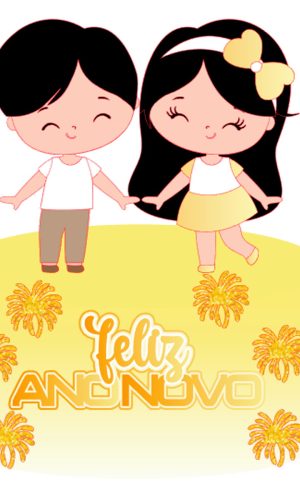 Arquivo de Corte: Topo de Bolo Feliz Ano Novo Casal Cute 039
