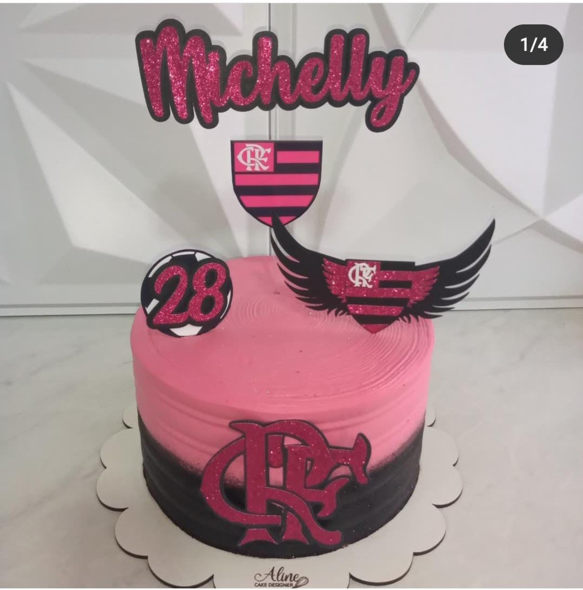 Arquivo De Corte Topo De Bolo Flamengo Rosa Pink - Imagem 2