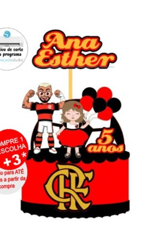 Arquivo de Corte Topo de Bolo Flamengo Menina - Gabigol
