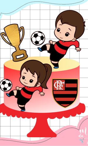 Arquivo de Corte Topo de Bolo Flamengo Menino e Menina 003