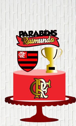 Arquivo de Corte Topo de Bolo Flamengo Taça e Faixa Camadas