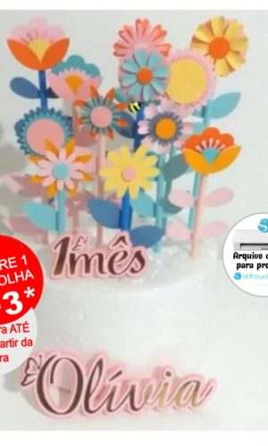 Arquivo de Corte Topo de Bolo Flores