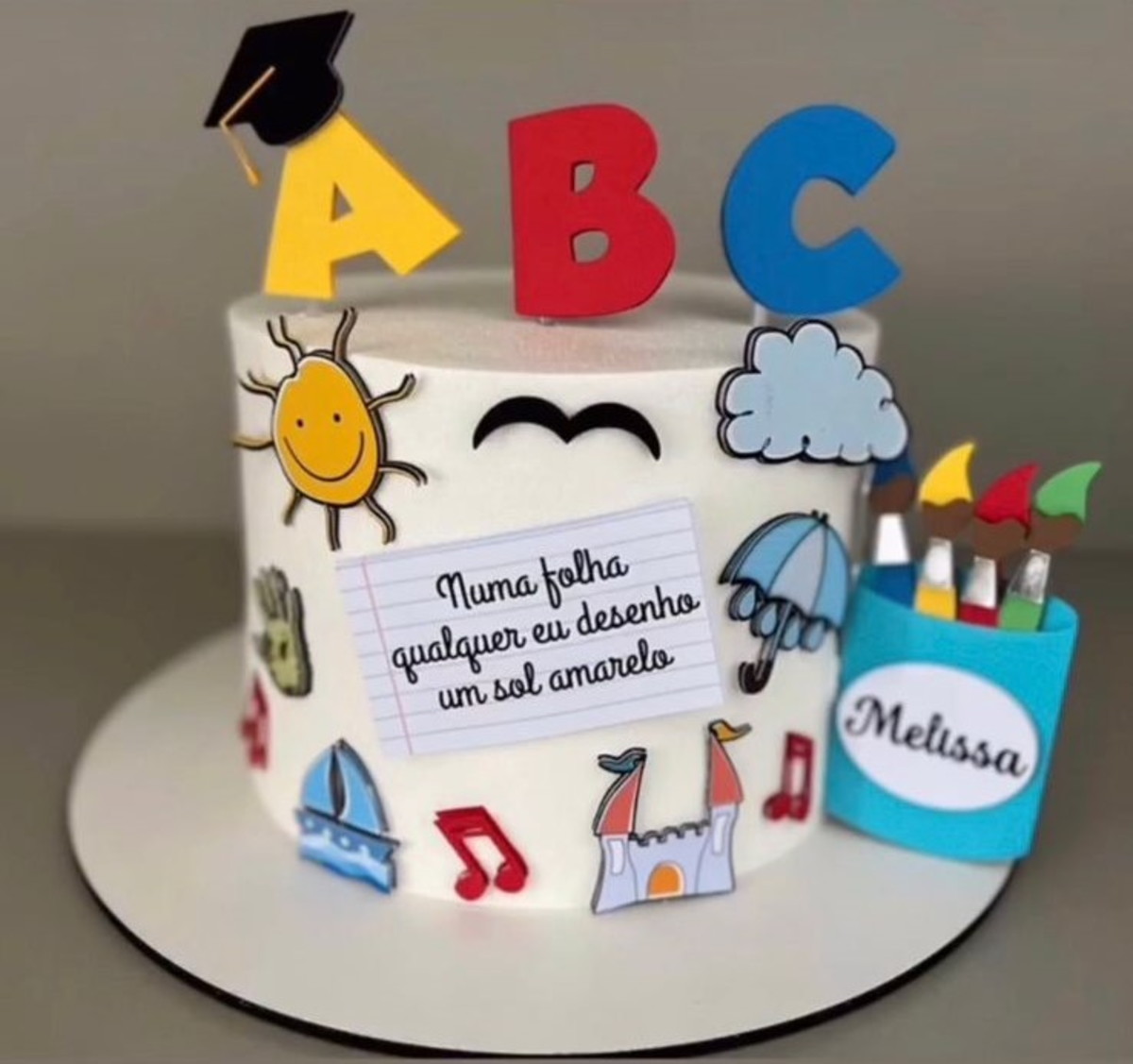 Arquivo de Corte: Topo de Bolo Formatura Aquarela Abc 017 - Imagem 2