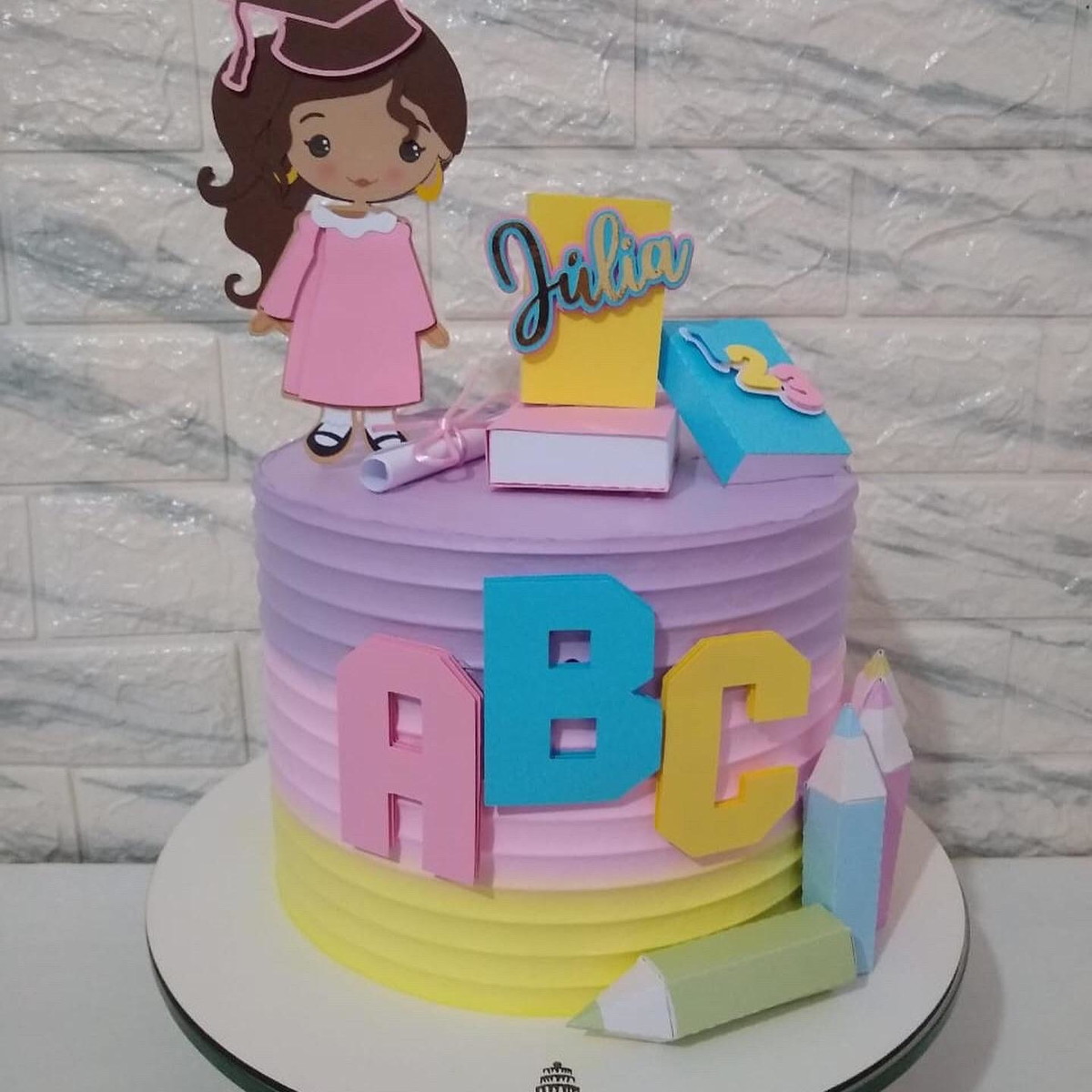Arquivo de Corte Topo de Bolo Formatura do Abc em Camadas