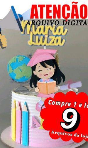 Arquivo de Corte Topo de Bolo - Formatura Menina 001