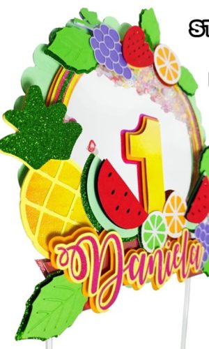 Arquivo de corte topo de bolo frutinhas studio e PDF