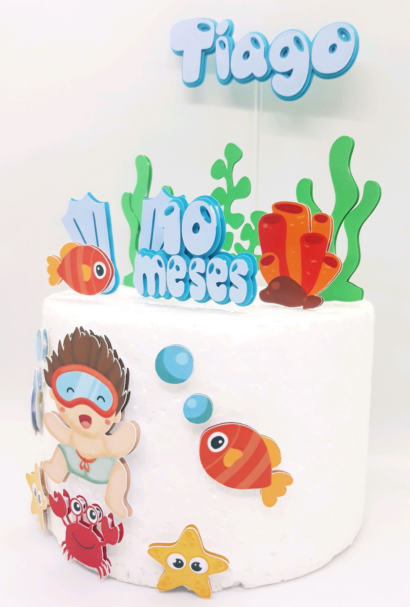 Arquivo De Corte Topo De Bolo Fundo Do Mar Cute - Imagem 3