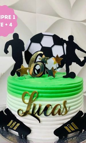 Arquivo de Corte Topo de Bolo Futebol com Bola e Chuteira