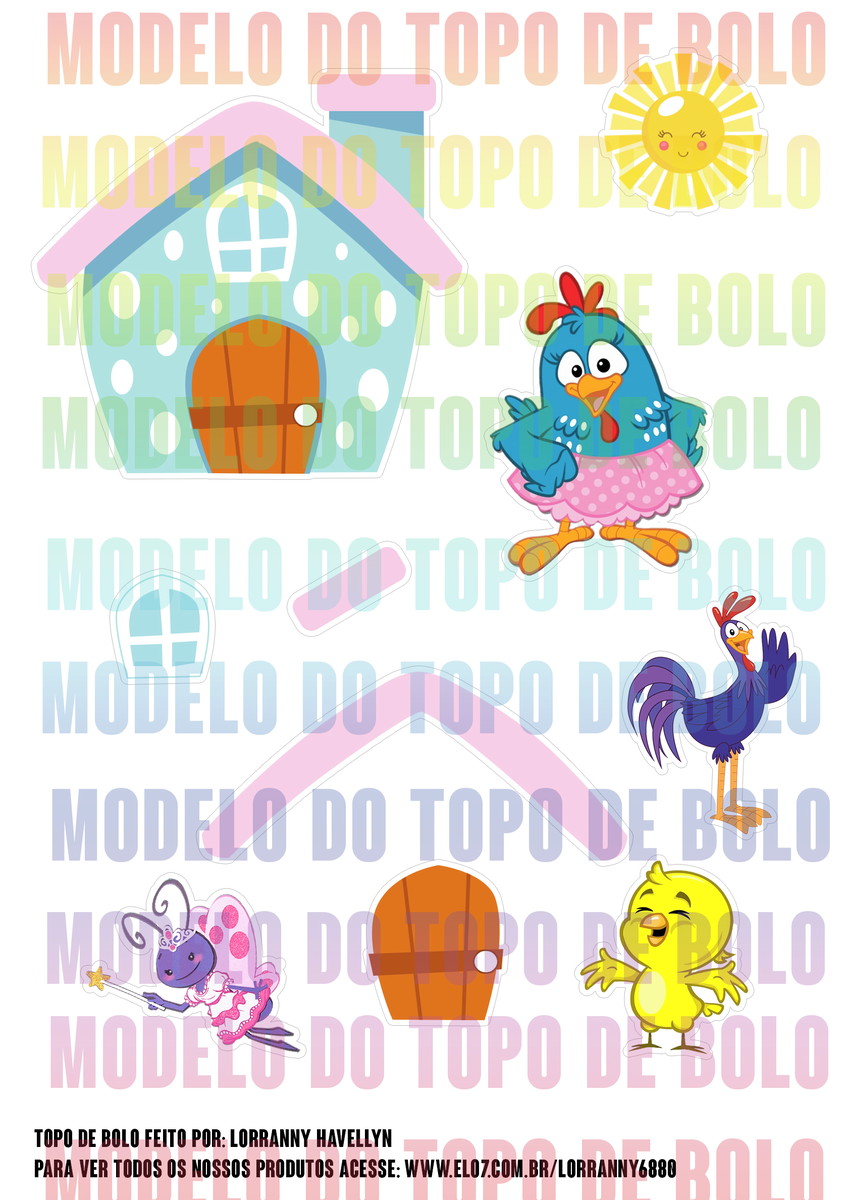 Arquivo de corte topo de bolo Galinha Pintadinha #3 PDF/JPG - Imagem 2