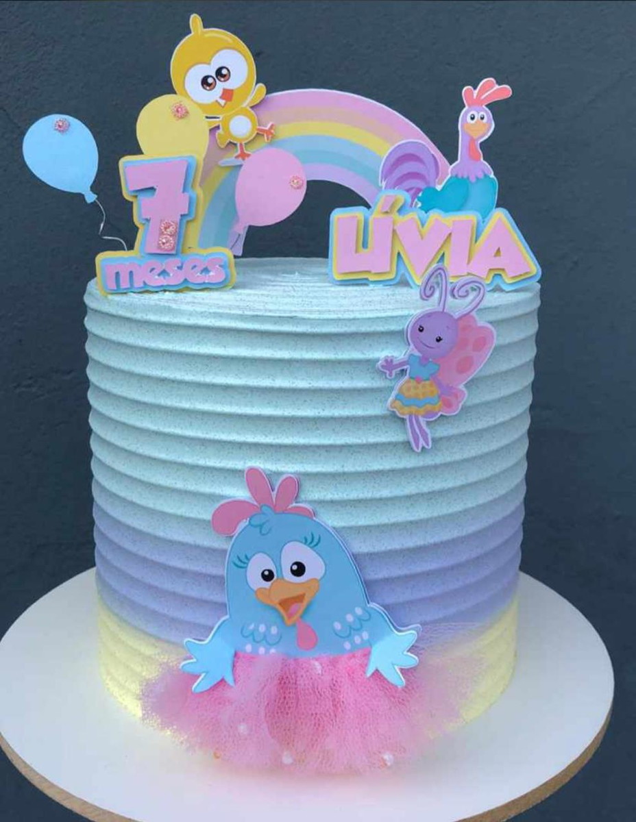 ARQUIVO DE CORTE Topo de Bolo - Galinha Pintadinha Candy