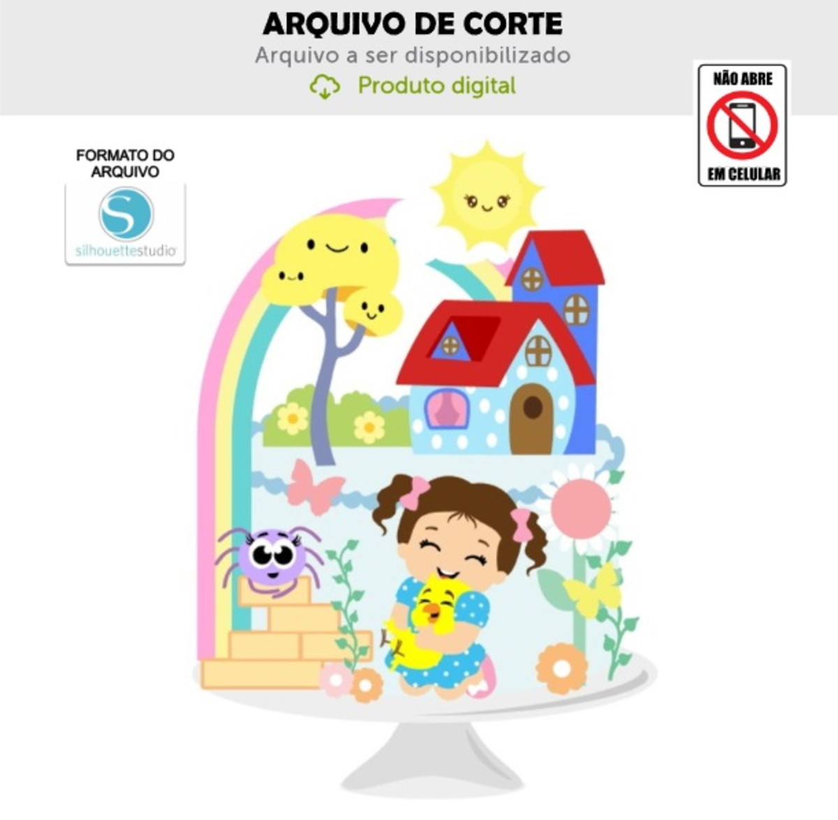 Arquivo de Corte Topo de Bolo Galinha Pintadinha Menina