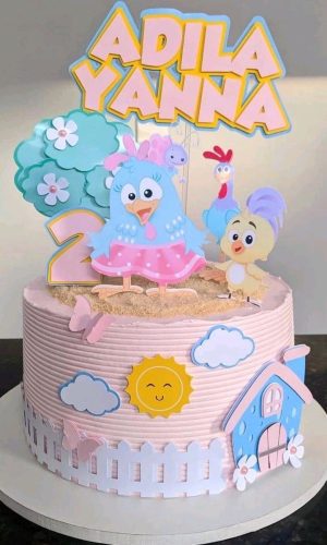 Arquivo de corte Topo de Bolo Galinha Pintadinha Rosa