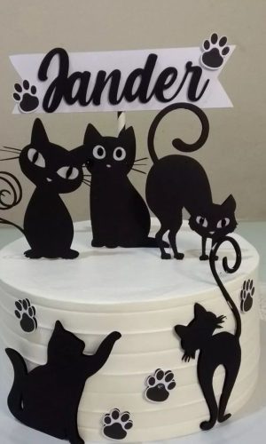 Arquivo de Corte Topo de Bolo Gatinhos Pretos Camadas