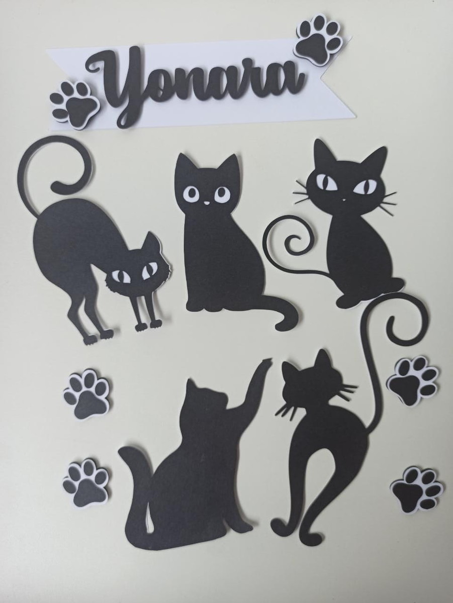 Arquivo de Corte Topo de Bolo Gatinhos Pretos Camadas - Imagem 2