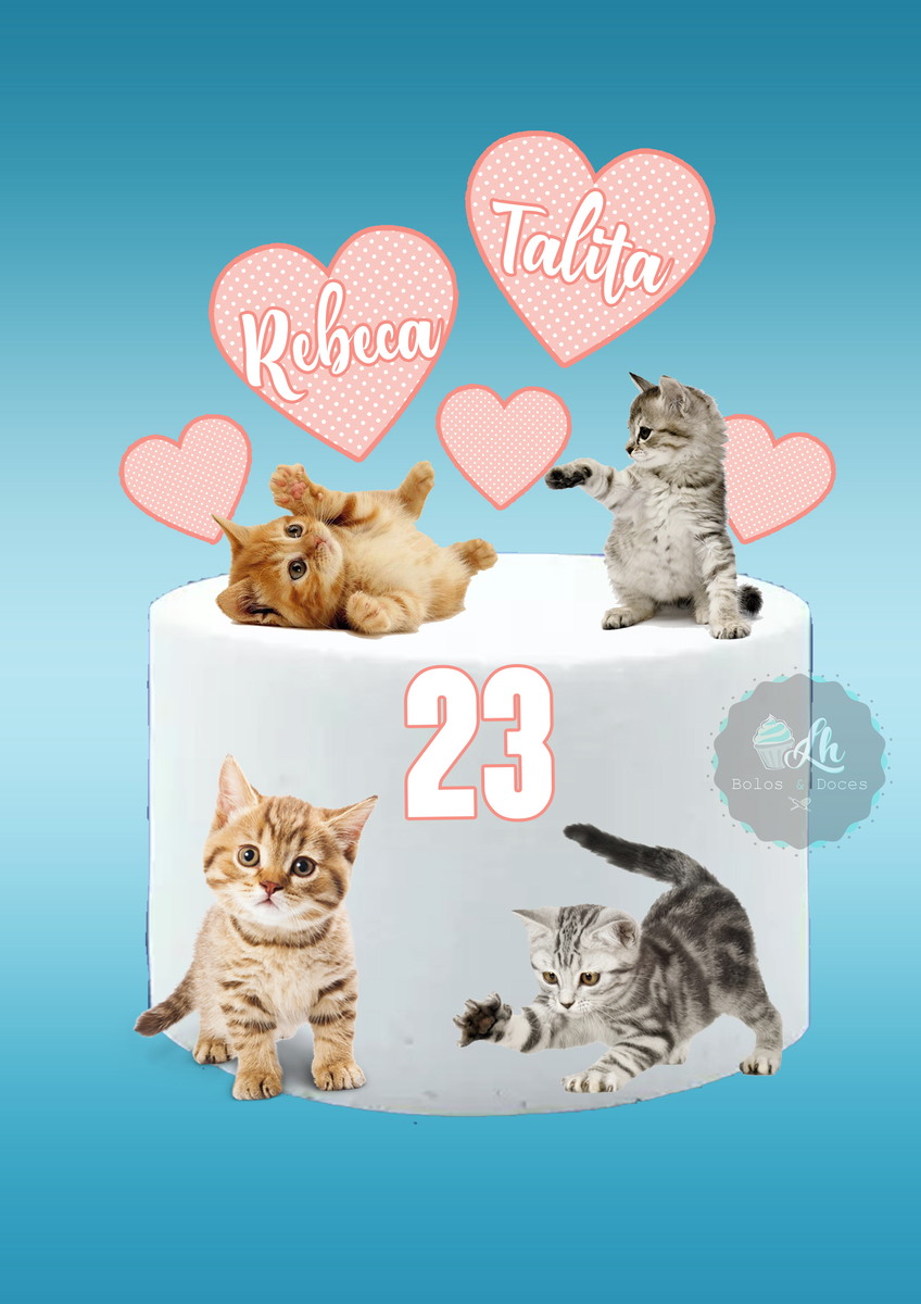 Arquivo Digital Topo de Bolo Gatos #1 Pdf/jpg