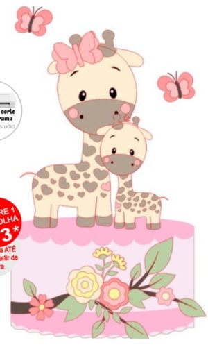 Arquivo de Corte Topo de Bolo Girafa Mãe e bebê
