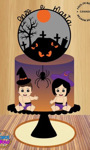 Arquivo de Corte Topo de Bolo Halloween Bebes Cute