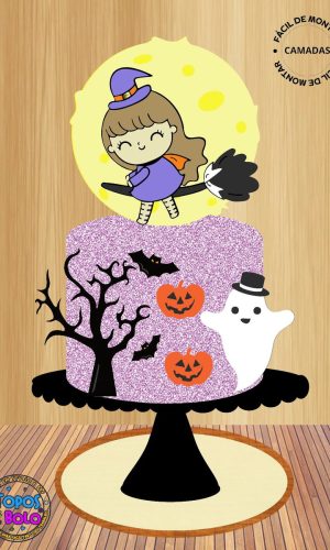 Arquivo de Corte Topo de Bolo Halloween Bruxinha Cute