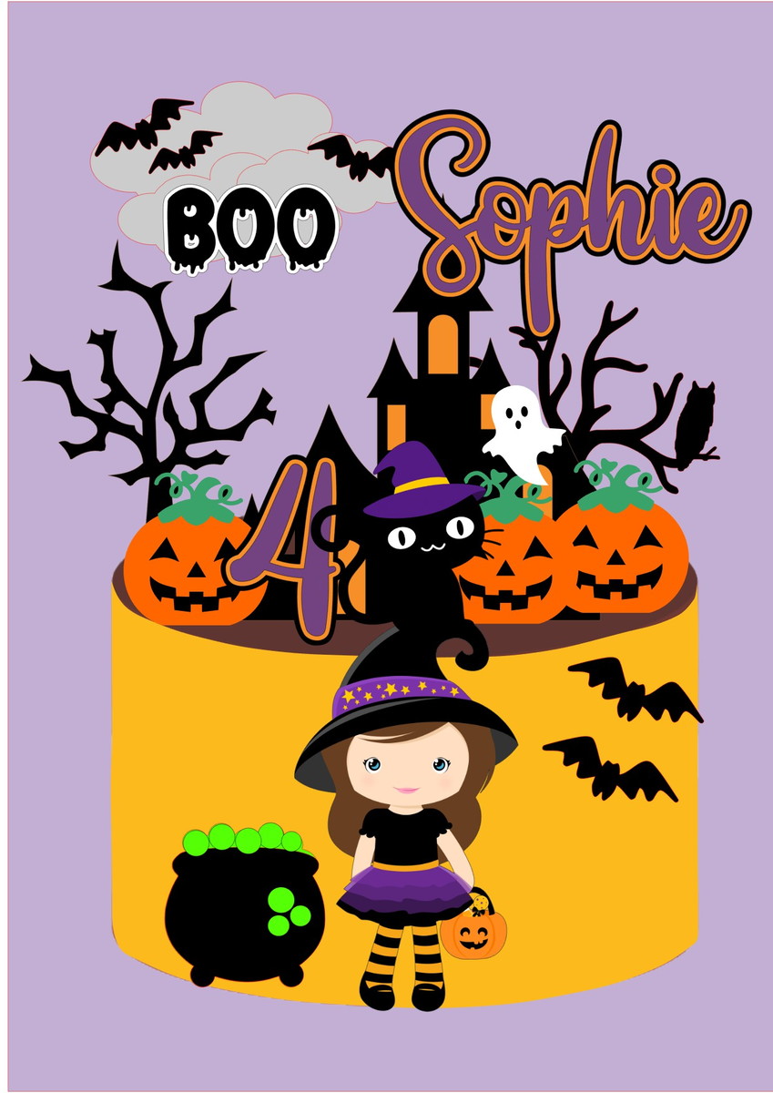 Arquivo De Corte Topo De Bolo Halloween Menina