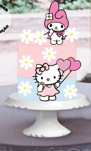 Arquivo de corte topo de bolo Hello Kitty em camadas